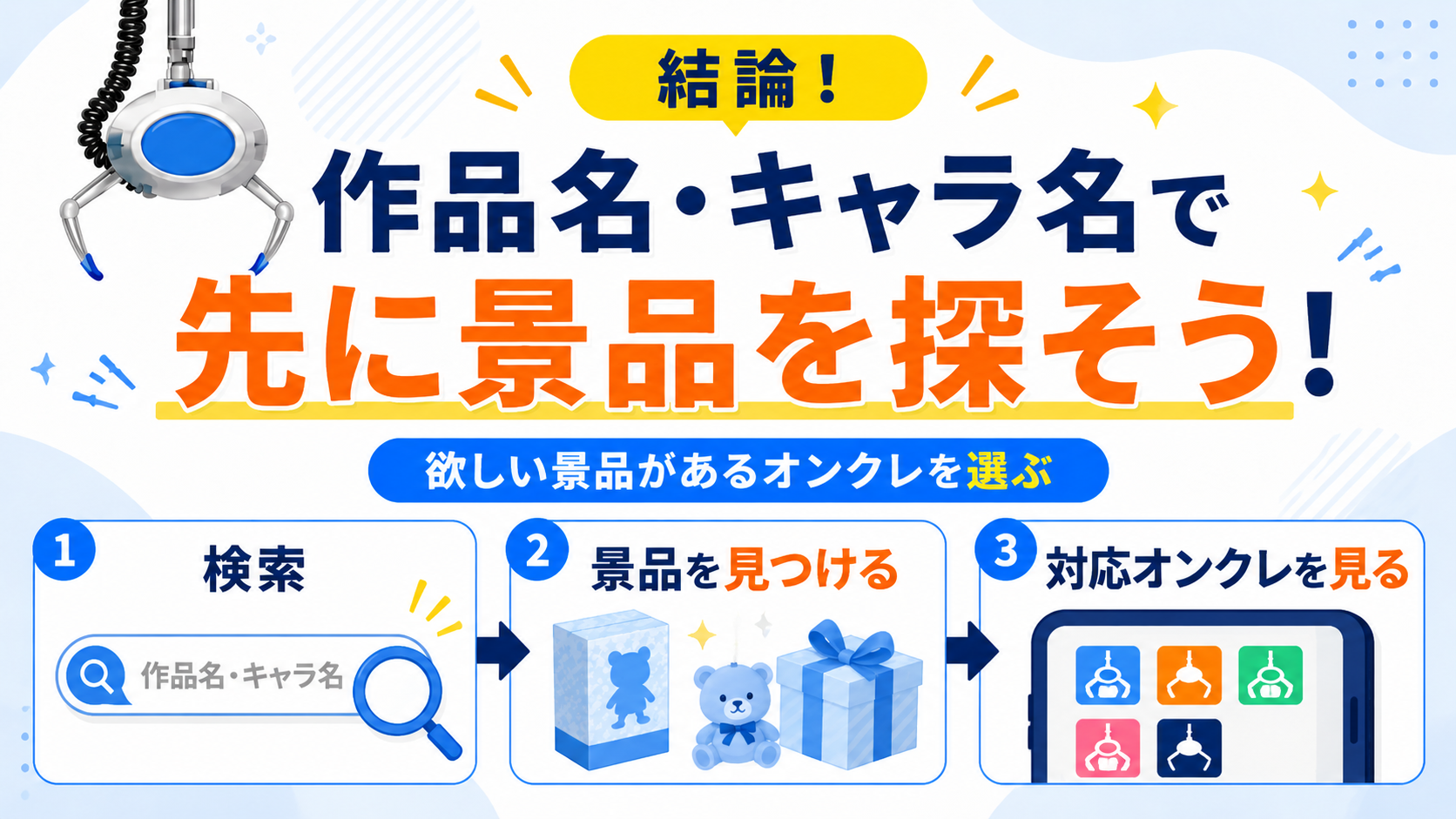 好きな作品名・キャラ名で景品を探してから選ぼう