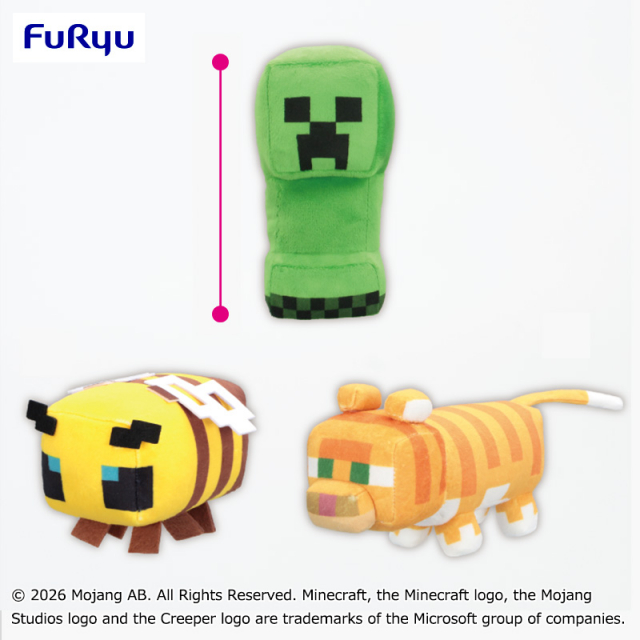 マインクラフトぬいぐるみ：クリーパー：ハチ：ネコ