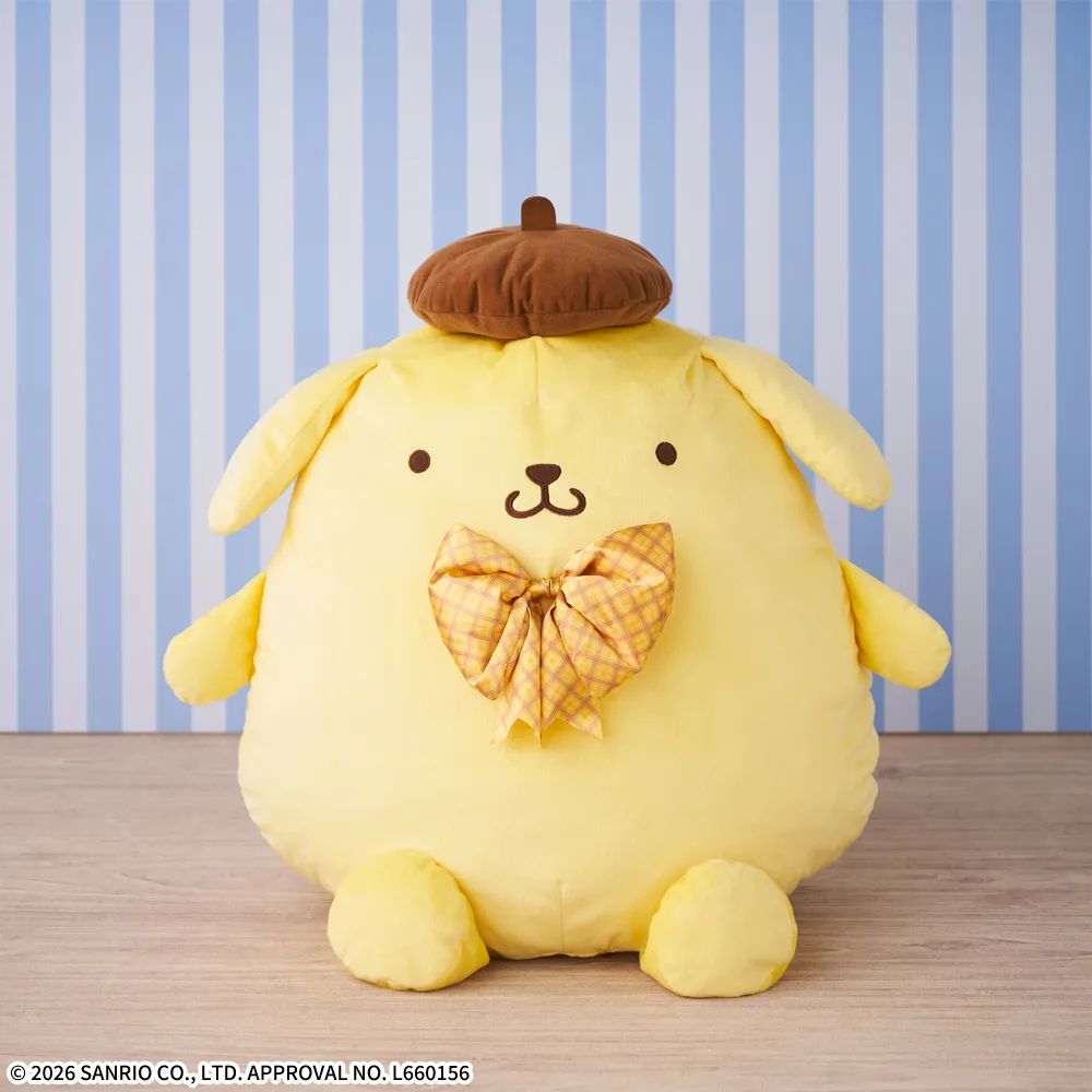 【サンリオ】ポムポムプリンのグランデぬいぐるみがオンクレに登場!30周年をお祝いするビッグサイズがたまらない!【プライズ】