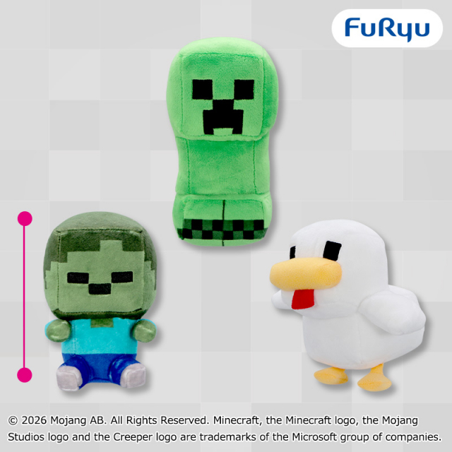 マインクラフトぬいぐるみ：赤ちゃんゾンビ：ニワトリ：クリーパー