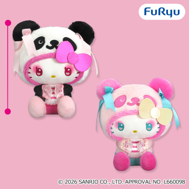 パンダ ハローキティ中華ロリータBIGぬいぐるみ
