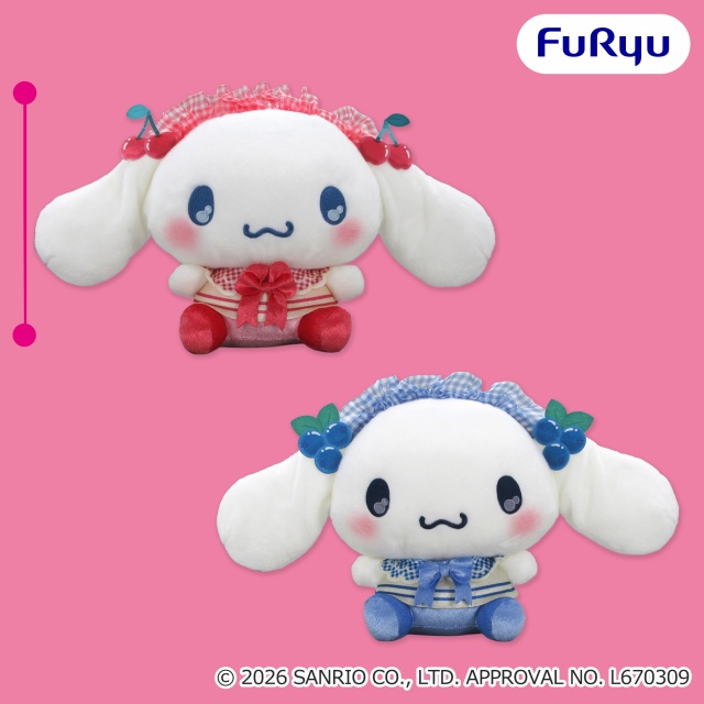シナモロールチェリー＆ブルーベリーギンガムBIGぬいぐるみ