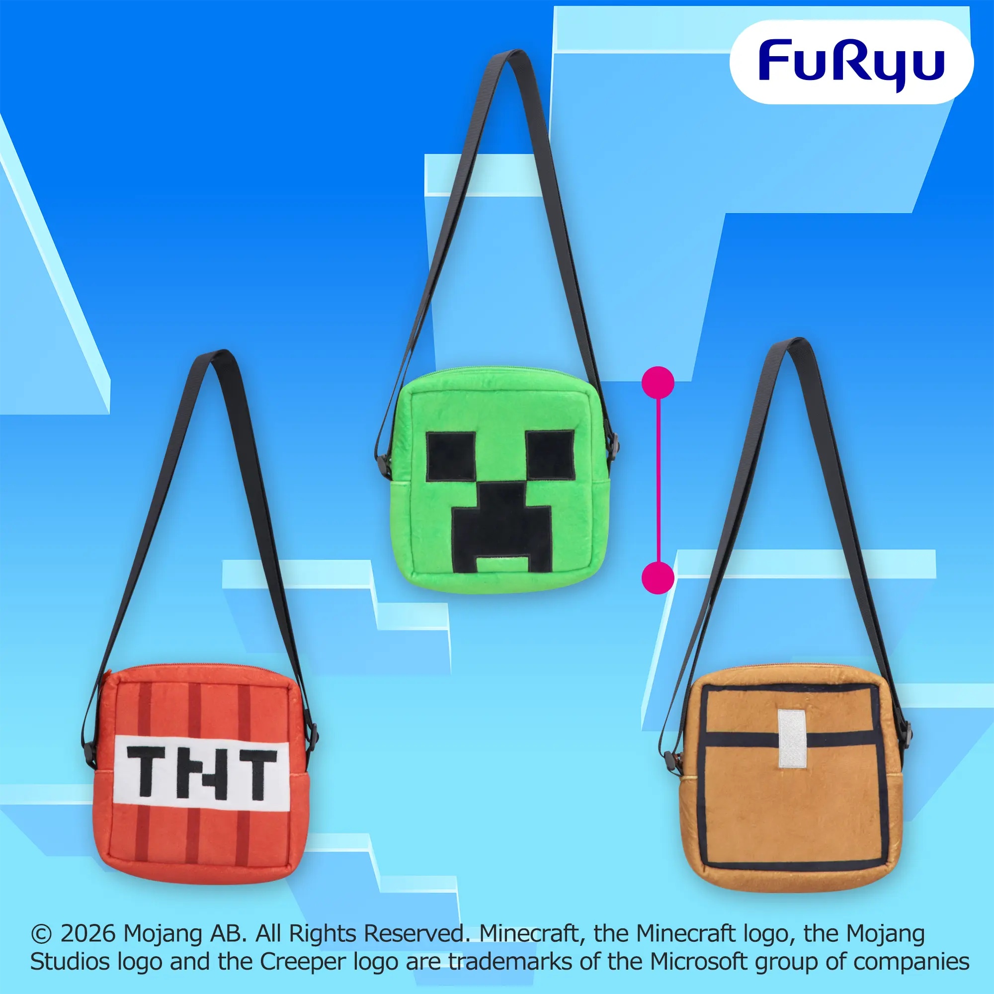 マインクラフト スクエアショルダーバッグ：クリーパー：TNT：チェスト