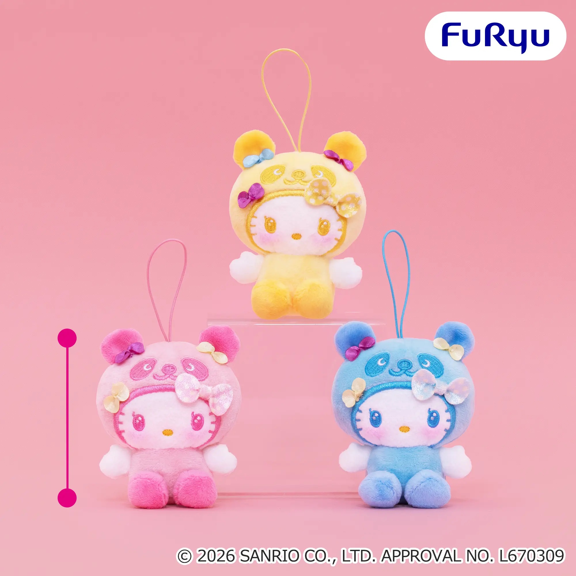 パンダ ハローキティ リボンがいっぱいマスコット