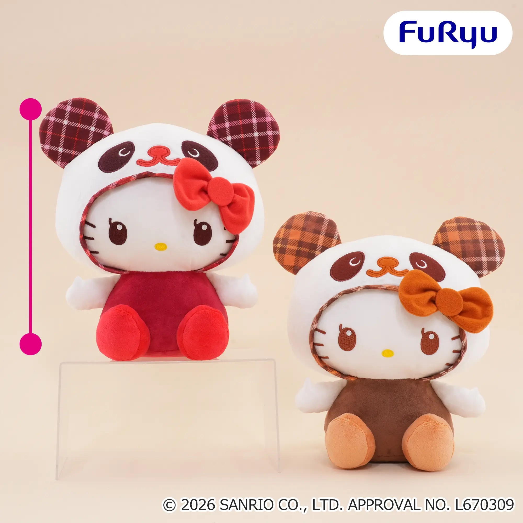 【サンリオ】パンダ姿のBIGぬいぐるみがオンクレに登場!タータンチェックの耳がとってもキュート!【プライズ】