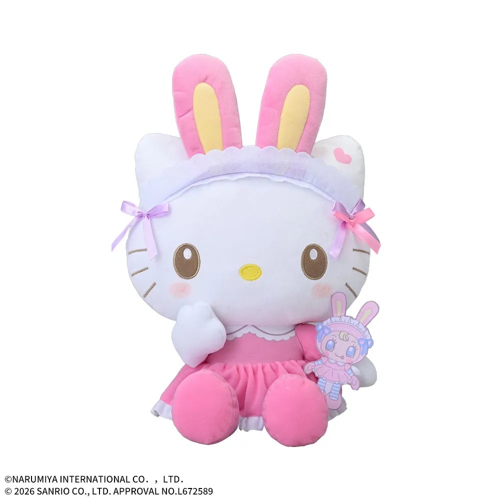 【メゾピアノ, サンリオ】ハローキティのLぬいぐるみがオンクレに登場！ベリエちゃんとお揃いコーデがとってもキュート！【プライズ】