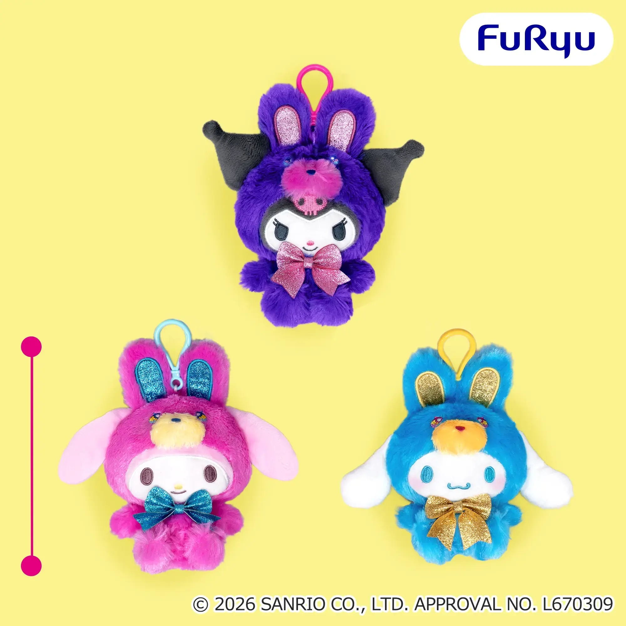 【サンリオ】くりっぴぃ ぬいぐるみ~ビビッドラビット~がオンクレに登場!キラキララメが可愛いフック付きマスコット!【プライズ】