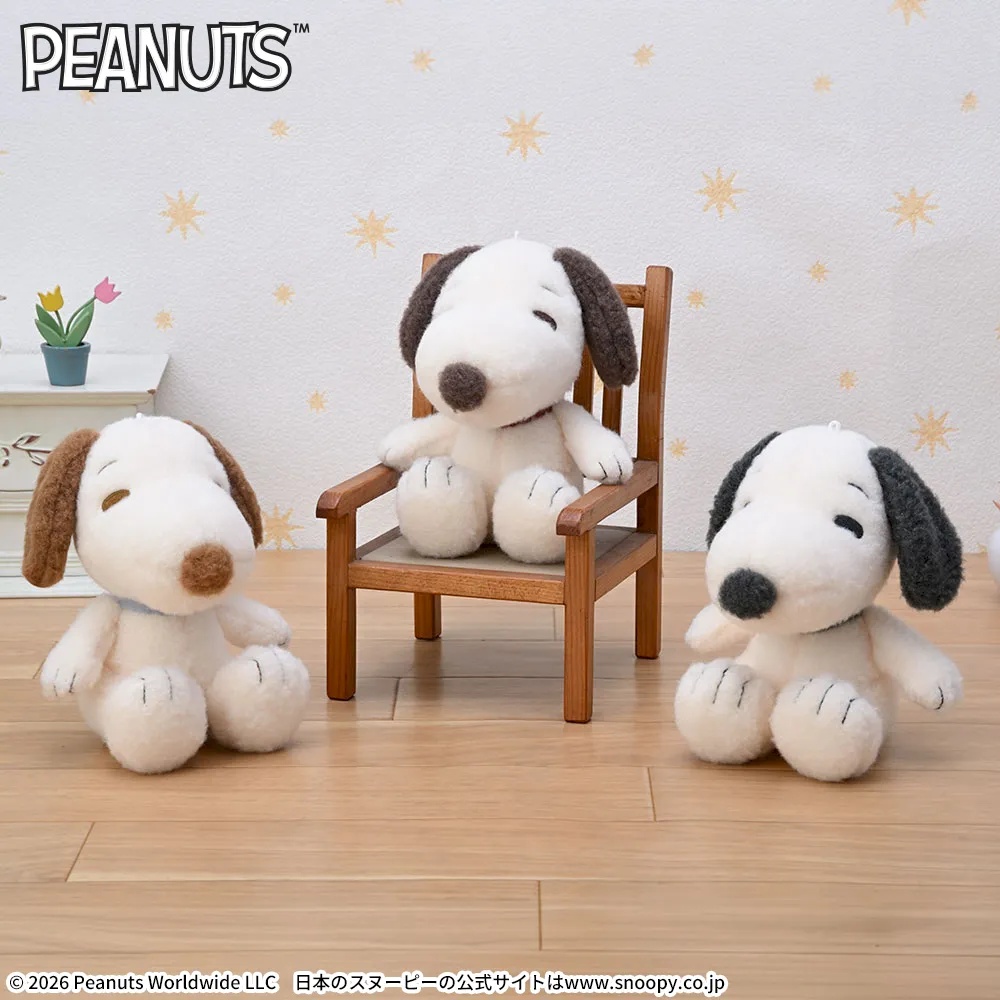 【スヌーピー】ニュートラルカラーのぬいぐるみがオンクレに登場!秋冬にぴったりの落ち着いた色合いが魅力的!【プライズ】