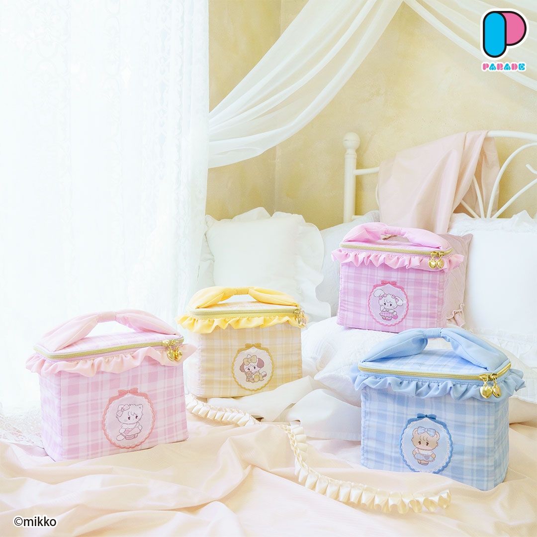 【Lil ala mode】おそろい♡チェックバニティポーチがオンクレに登場！パステルカラーとフリルが可愛らしい全4種！【プライズ】